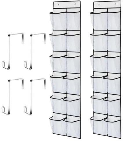 2 Stück Organizer über der Tür für Schuhe,14 Große Taschen Schuhaufbewahrung Hängend,Multifunktionale Hängeorganizer für Schlafzimmer,Wohnzimmer,Badezimmer
