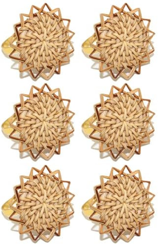 Sanfly 6 Stück Rattan-serviettenring, Rustikaler Stroh-servierring, Vintage-serviettenhalter, Handgefertigt, Bauernhaus, Gewebte Serviettenschnalle Für Hochzeit