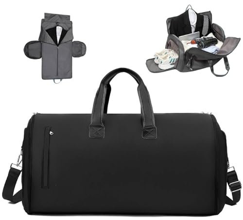 Shakub 60L Reisetasche für Herren & Damen, wasserdichte Sporttasche mit Schuhfach - Ideal als Handgepäck, Weekender, Fitness- und Krankenhaustasche für Reisen und Camping (Schwarz)