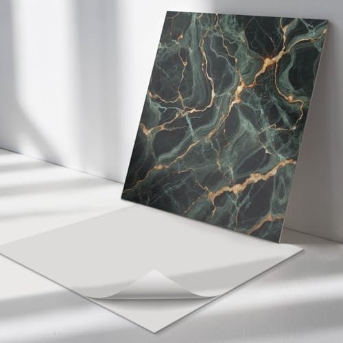 Vinyle Panneaux Muraux 50x50 cm pour Sol Autocollant Imperméable Décoratif Revêtement Mural Intérieur Adhesive pour la Cuisine, Salle de Bains et Chambre - Modèle de marbre avec des veines