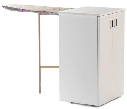 Table à Repasser avec Portes et roulettes Couleur Blanc 55x82H cm - Nadia