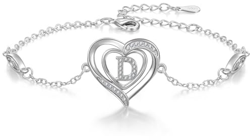 Cosie Lily Armband Damen Silber 925, Herz Armband Mit Buchstaben Schmuck