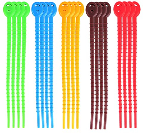 Ujjdwiurgh 20 PCS Silicone Cable Ties, Zip Ties, Bag Seal Clips, Bread Ties, Rubber Twist Ties for Home Office