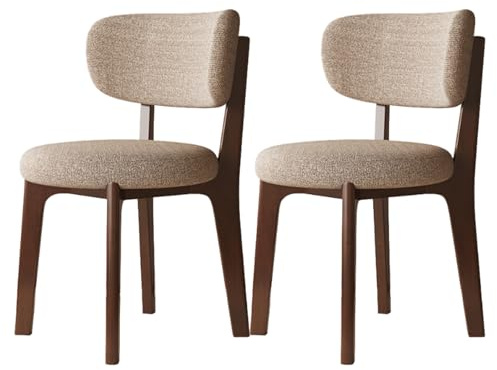 ZDFTGKM Lot de 4 chaises de Salle à Manger en Bois rembourrées, Style Moderne du Milieu du siècle, avec Pieds Solides, pour Cuisine, Salon, Restaurant, Noyer et Kaki, 2 pièces
