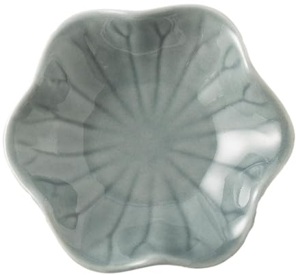 MotiveTech Ceramic Trinket Tray Dish Flower Shape Spoon Holder Jewelry Dish Tray for Friends, Gray