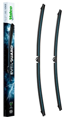 VALEO EVERGUARD - VSK8 - Juego de escobillas limpiaparabrisas planas de silicona de alta calidad y larga duración X2- Longitudes: 750mm/700mm - Delanteras - Juego de 2-566024