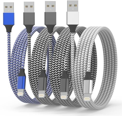iPhone Ladekabel Apple Ladekabel MFi-Zertifiziert, Lightning Kabel [4Pack 6ft] USB i.Phone Kabel Nylon Schnellladekabel für iPhone 14 13 12 Pro/Pro Max/Mini 11, XR XS Max X, 8 7 6 6s Plus ipad 2020