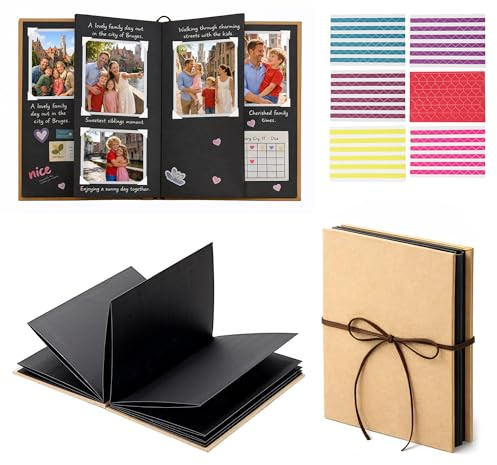 6 Inch Fotoalbum zum Selbstgestalten, Mini Fotoalbum, Fotoalbum zum Einkleben, Photo Album zum Selbstgestalten, Geburtstagsgeschenk, Valentinstag oder Weihnachten (50 Seiten,21cm×15cm)