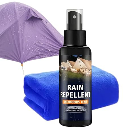 Spray Imperméabilisant pour Tentes - Solution Anti-Pluie 100 ml - Avec Spray Imperméabilisant Tissu Serviette Anti-Huile - pour Chaussure de Camping, Tente, Botte, Sneaker, Meuble, Vêtement, Camping-C