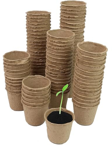 PRADICHI Biodegradable Seedling Pots – 96 Pcs Eco-Friendly Paper Fiber Plant Pots for Seed Starting – Round Compostable Nursery Cups for Vegetables, Herbs & Flowers (6 cm)
