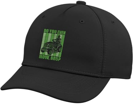 Do You Even Mow Bro Lawn Mower Tractor Retro Mowing Dad Adjustable Printed Baseball Hat, Black