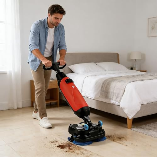 Lakenbroade Commercial Floor Washer,Walk Behind Floor Scrubber,Electric Floor Cleaner,Floor Buffer Polisher Machine,Floor Scrubber for Kitchen,for Schools,Supermarkets,Hotels,Factories red