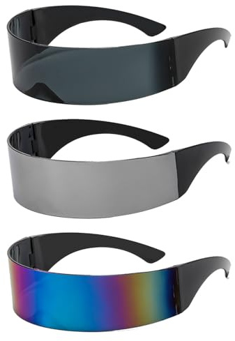 Gansdnek 3 Piezas Gafas Futuristas, Sin Marco Gafas de Sol Futuristas, Gafas de Sol Espejadas, Gafas Sol Cyberpunk para Hombre y Mujer, Conciertos, Bares, Fiestas
