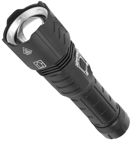 Dilwe XHP90 Taschenlampe, Teleskopische, Zoombare USB-wiederaufladbare Typ-C-Taschenlampe mit Leistungsanzeige und 5 Modi, für Outdoor-Abenteuer, Camping, Wanderpatrouille