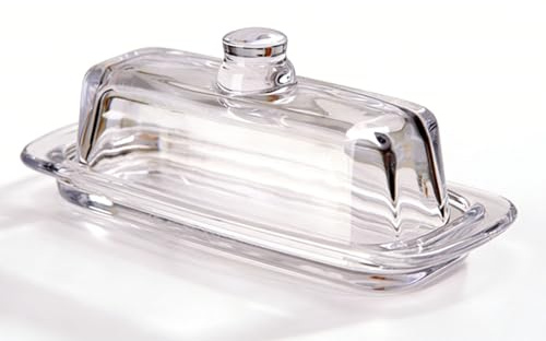 Fabater Mantequera de Vidrio de 8.0 in con Tapa, Recipiente de Mantequilla Clásico Cubierto de 2 Piezas para Encimera, Bandeja Multiusos para Servir Postre, Apto para Lavavajillas (claro)