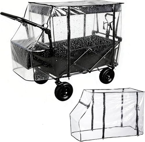 agctrler Universal Bollerwagen Regenschutz 115x51x75cm, Regenverdeck aus PEVA mit Reißverschluss, Transparent Wasserdicht Wetterschutz Abdeckung für Klappbaren Bollerwagen