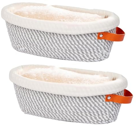 Fowecry Banneton Lot de 2 corbeilles à pain ovales en corde de coton avec inserts et couvercles pour la fabrication de pain artisanal