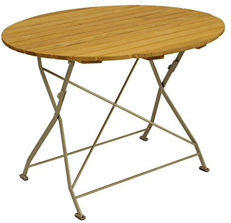 Cerveza Jardín – Mesa plegable redonda (100 cm, acero galvanizado Robinia)