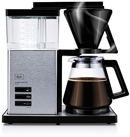 Melitta Cafetière à Filtre avec Verseuse en Verre, Fonction Maintien au Chaud et Timer, Aroma Signature DeLuxe, Noir, 1007-02
