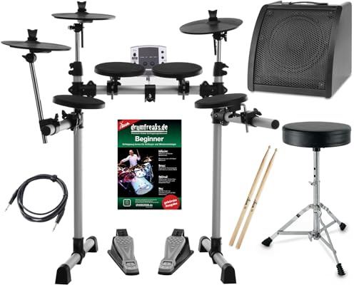 XDrum DD-400 E-Drum-Set Komplettset mit Verstärker, Kabel, Drumhocker