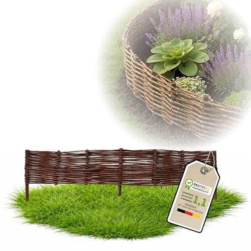 Floranica 1 Stück Beetbegrenzung Weide 10 cm x 100 cm – Rasenkante Weidengeflecht Beeteinfassung, Beetumrandung