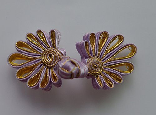 Lyracces Sewing Fasteners Braid Knit Daisy Flower Chinese Knot Closure Cheongsam Frog Buttons 10pair (Lilac Golden #24)