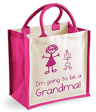 60 Second Makeover Mittlere Jutetasche Ich werde eine Oma Pink Tasche sein