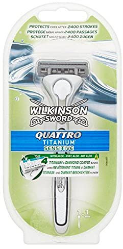 Wilkinson Sword Quattro Titanium Sensitive Rasierer, mit 1 Klinge, 1 St