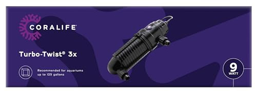 Coralife Aquarium Fish Tank Marine Salt Water Turbo-Twist UV Sterilizer 3X, For up to 125 Gallons
