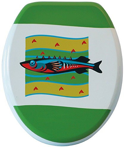 WC-Sitz Dekor Fisch-Mixed 5 grün | Toilettensitz | WC-Brille aus Holz Metall-Scharnier