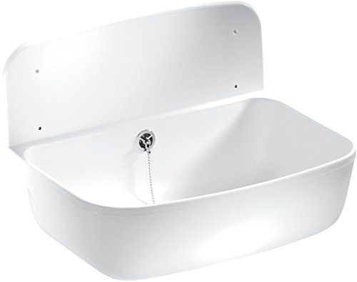 Cornat Wandausgussbecken mit Ab-/Überlaufgarnitur, Kunststoff, 495 mm, 1 Stück, weiß, WAGB4900