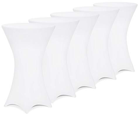 Deuba® 5X Stehtisch Hussen Ø 60-65/70-75/80-85cm Viele Farben 30°C Waschbar Verstärkte Standfüße Stehtischhusse Überzug Stretch (Ø 60-65cm, Weiß)