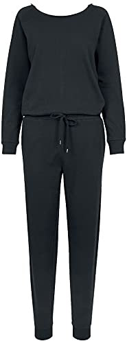 Urban Classics Dam långärmad frotté jumpsuit, Svart (svart 00007), M