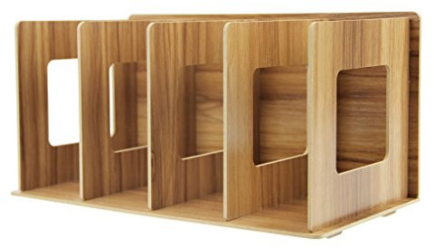 YJZQ Stehsammler Abnehmbar Stehordner Zeitschriftensammler aus Holz DIY Archivsammler Schreibtischorganizer mit 4 Fächer Katalogsammler für Buch Magazin CD Halter