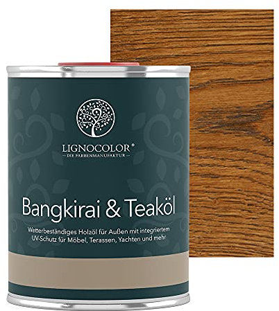 Lignocolor Teaköl | Holzöl für Gartenmöbel und Holz im Außenbereich | schützt und pflegt Holz (1 L, Nussbaum dunkel)