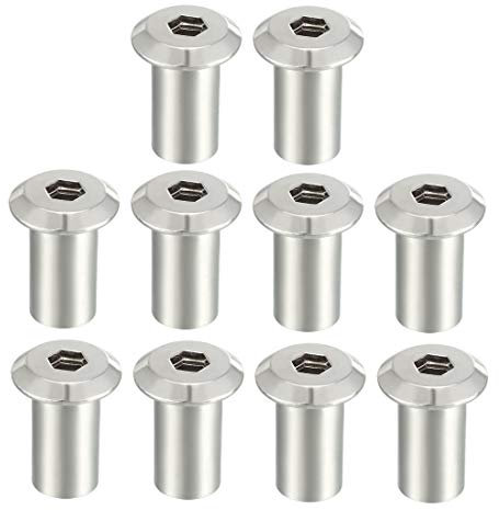 sourcing map M10x21mm Hex Socket Head Insert Nut Screw Post Sleeve Nut for Furniture 10pcs
