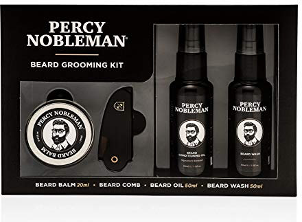 Percy Nobleman Beard Grooming Kit. A Men's Gift Set Containing a Signature Scented Beard Oil 50ml. Beard Wash 50ml. Beard Balm 20ml. Beard Comb.