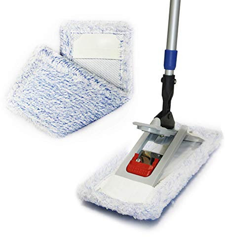 Putzen wie die Profis Bodenwischer-Set Twister 50cm | Wischmop + Teleskopstiel 170cm + Microfaserbezug | freistehender Mopp + magnetische Halterung für unebene & poröse Untergründe + 5ml GlasRein