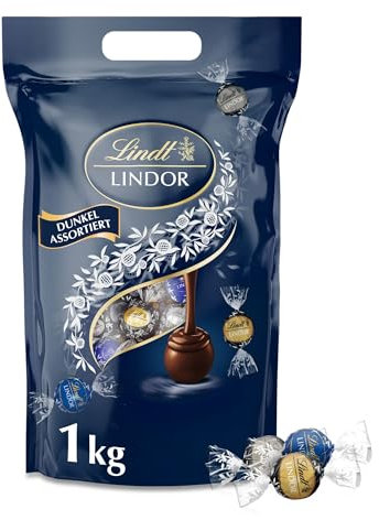 Lindt LINDOR Schokoladen Kugeln Dunkle Mischung | 1 kg Beutel, wiederverschliessbar | ca. 80 Kugeln dunkle Schokolade (50%, 60% & 70% Kakao) | Grosspackung | Pralinen Geschenk | Schokoladengeschenk