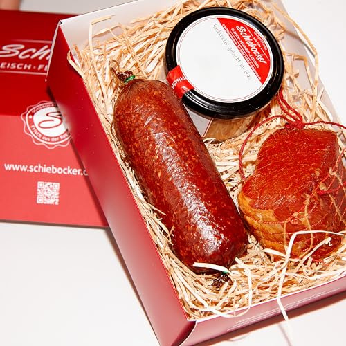 Wurstpaket Oberlausitz | Präsentkorb Edel Salami & geräucherter Schinken am Stück | Fresskorb Fleisch- & Wurstwaren mit Jagdwurst im Glas | verfügbar als Geschenkkorb