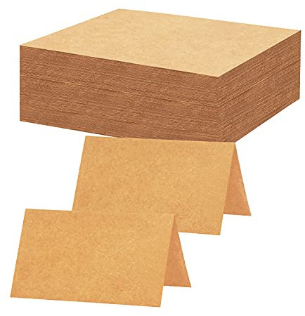 BELLE VOUS 200 pz Biglietti Segnaposto Matrimonio - 9 x 10 cm - Cartoncini Segnaposto Battesimo Kraft Marroni Rustici Perfetti per Banchetti e Posti a Sedere per Cene - Etichette per Alimenti