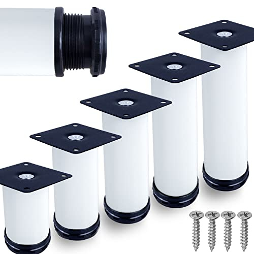 Stahlia 4er Set Möbelfüße Sofafuß Möbelbeine| WEIß | Höhe 15 cm |Ø 50 mm|Massive Ausführung|Sofa Bett Schrank Couch