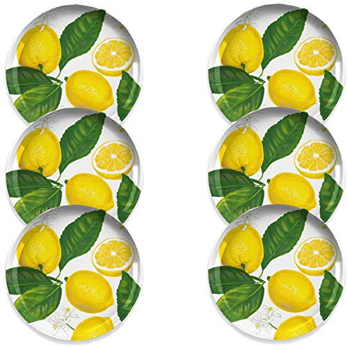 Auntie Morags Lemon Fresh Melamine/Plastic/BBQ/Outdoor Side/Salad Plates Set (6)