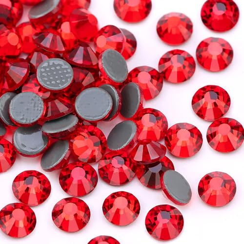 Jollin Hot Fix Glas-Strasssteine mit flacher Rückseite, 4 mm, Rot, 1440 Stück