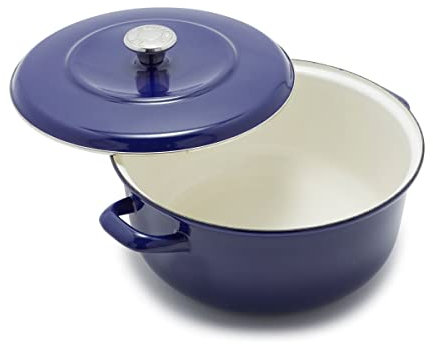 Merten & Storck German Enameled Iron, Round 26 cm/5 Litre Dutch Oven Pot with Lid, Induction, Cobalt Blue with Gradient