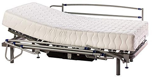 ekamia - Cama Articulada Eléctrica Eris con Colchón Luka y Barandillas - 75cm x 190cm, Mando con Cable