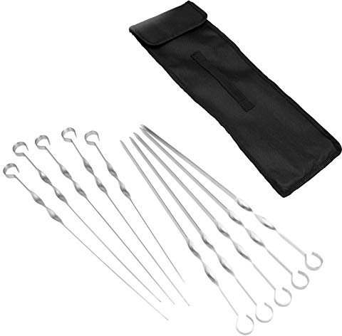 bremermann Grillspieße 10er Set, inkl. Aufbewahrungstasche // Edelstahl, 39 cm, gedreht