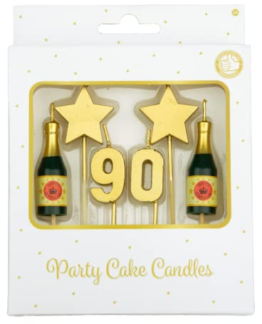 PD-Party - Geburtstagskerzen für Kuchen & Torten - Geburtstagsdeko - Goldene Kuchenkerzen für Geburtstagsfeiern von Kindern & Erwachsenen - Zahlenkerzen - Nummer Kerze - Größe 3 x 9 x 1 cm - 90 Jahre