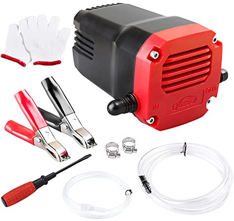 oasser Pompa Olio Pompa Estrattore DC 12V 80W Estrattori di Fluido Pompa di trasferimento Carburante e Olio per Auto, Moto, Quad OP1 Rosso