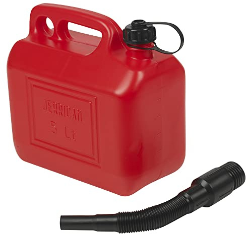 Recipiente de plástico rojo de 5 litros para gasolina, diésel, agua, combustible, bidón (1 unidad)